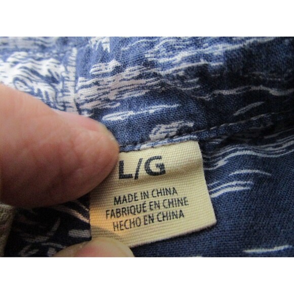 Red Head Mens Button Up Shirt Size Large Blue Tropical Short Sleeve - Picture 4 of 9